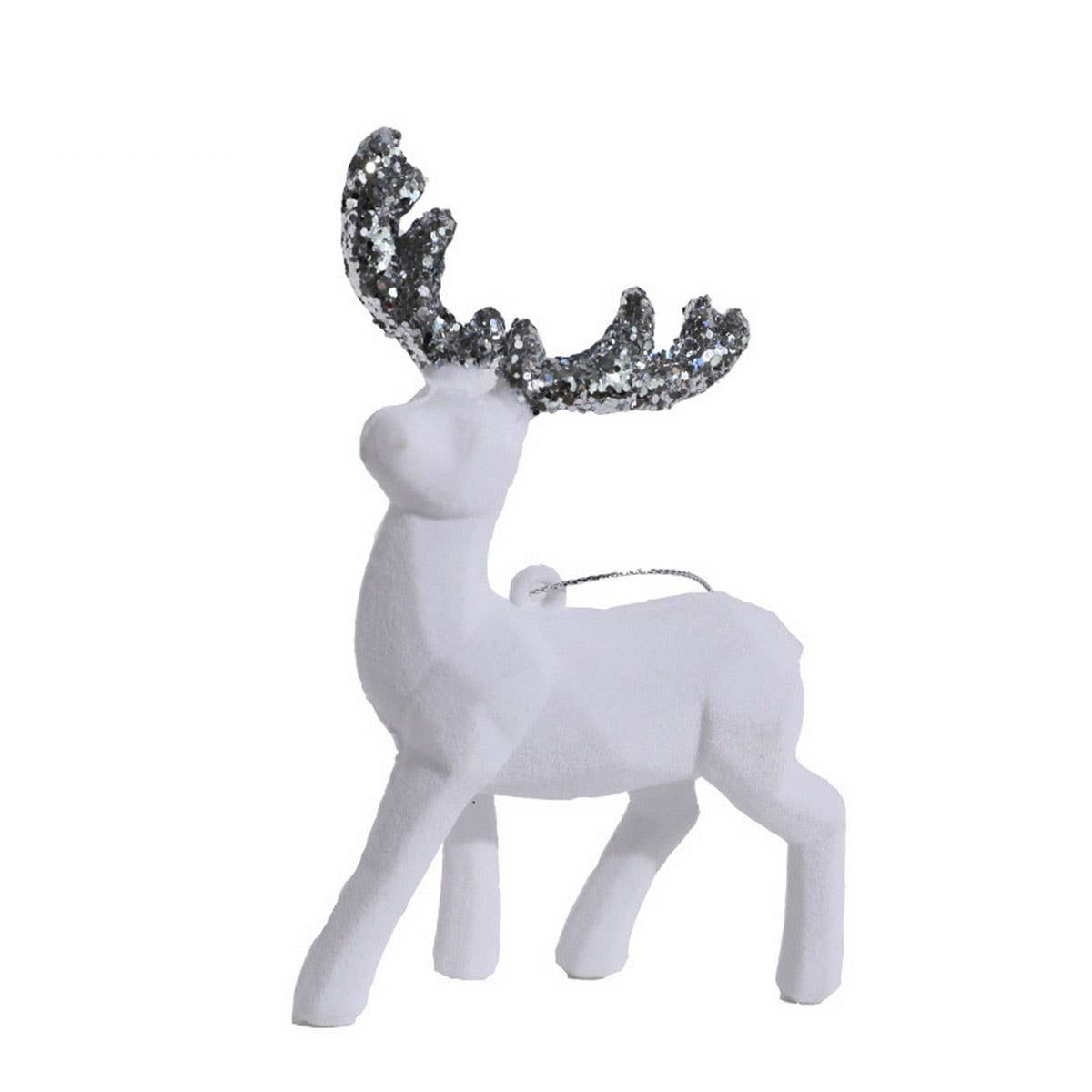Plastic Flocked Reindeer Glitter Xmas Table Decor_CWMM9692