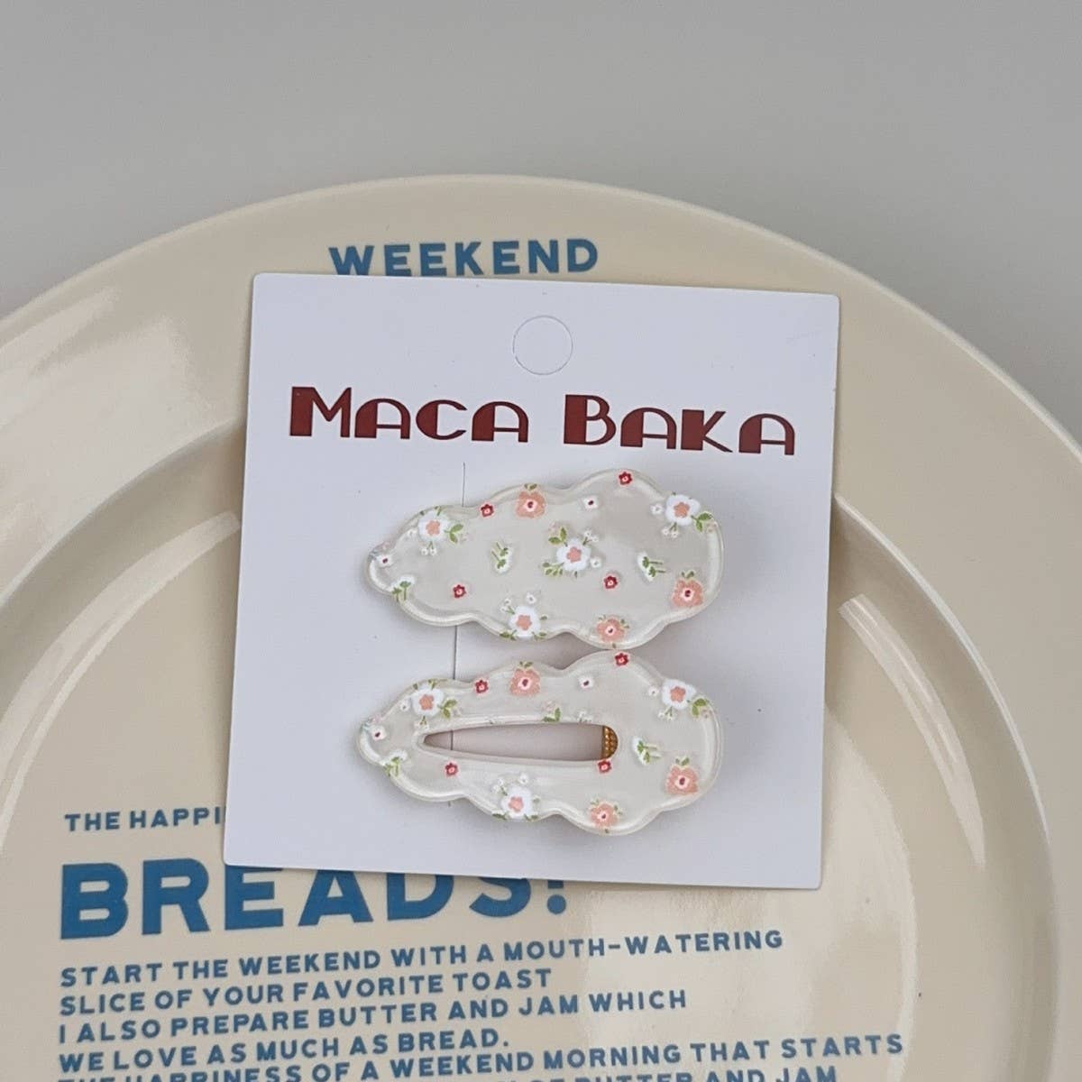 SWEET GIRL FLORAL BOW 2-PACK CLOUD HAIR CLIPS