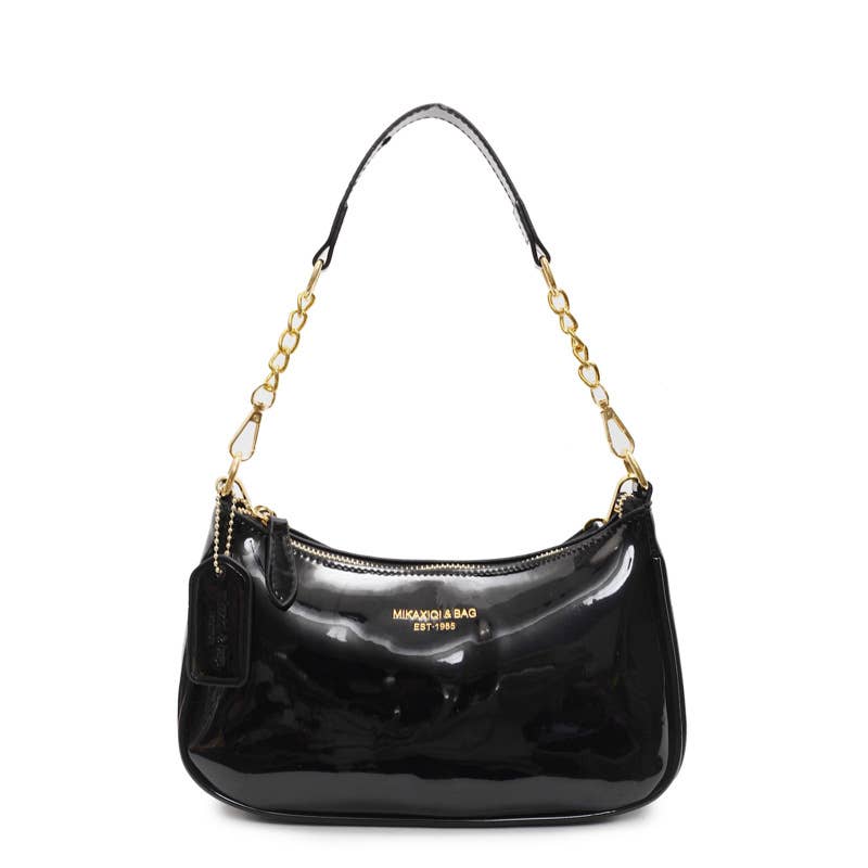 Simple PU leather glossy crossbody bag