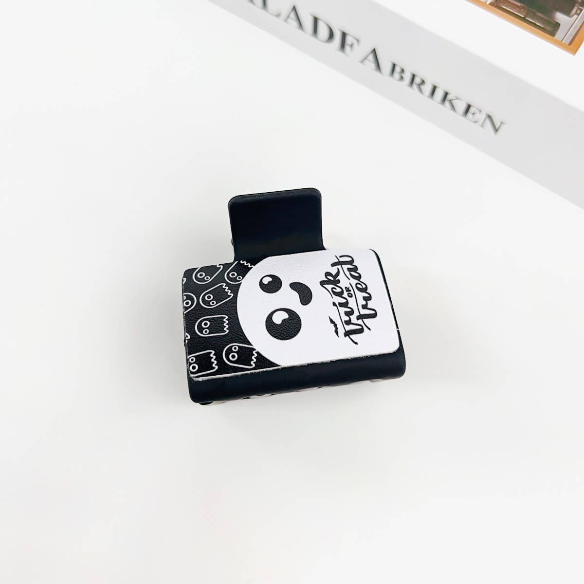 Gothic Halloween Claw Clip, Pumpkin & Ghost Design_CWAHA1443