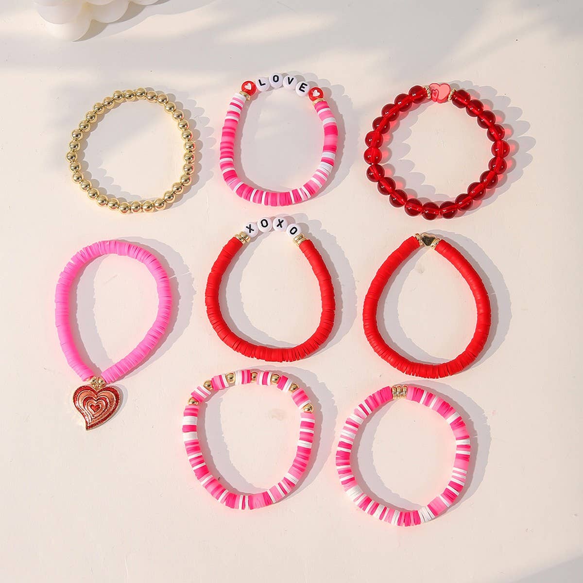 SOFT CLAY LETTER OIL DROP HEART PENDANT BRACELETSET_CWMM3521