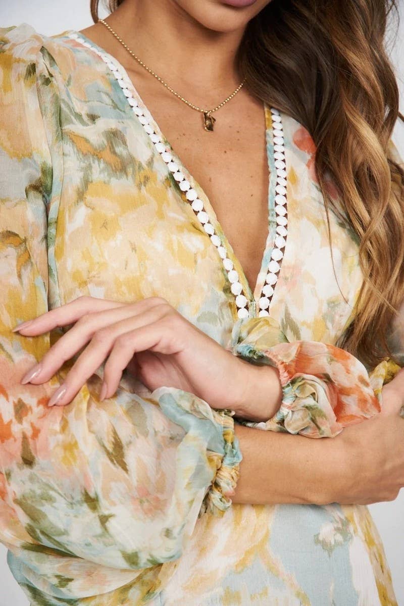 CWDMD5692_FLORAL PRINT HIGH LOW HEM BODYCON MAXI DRESS