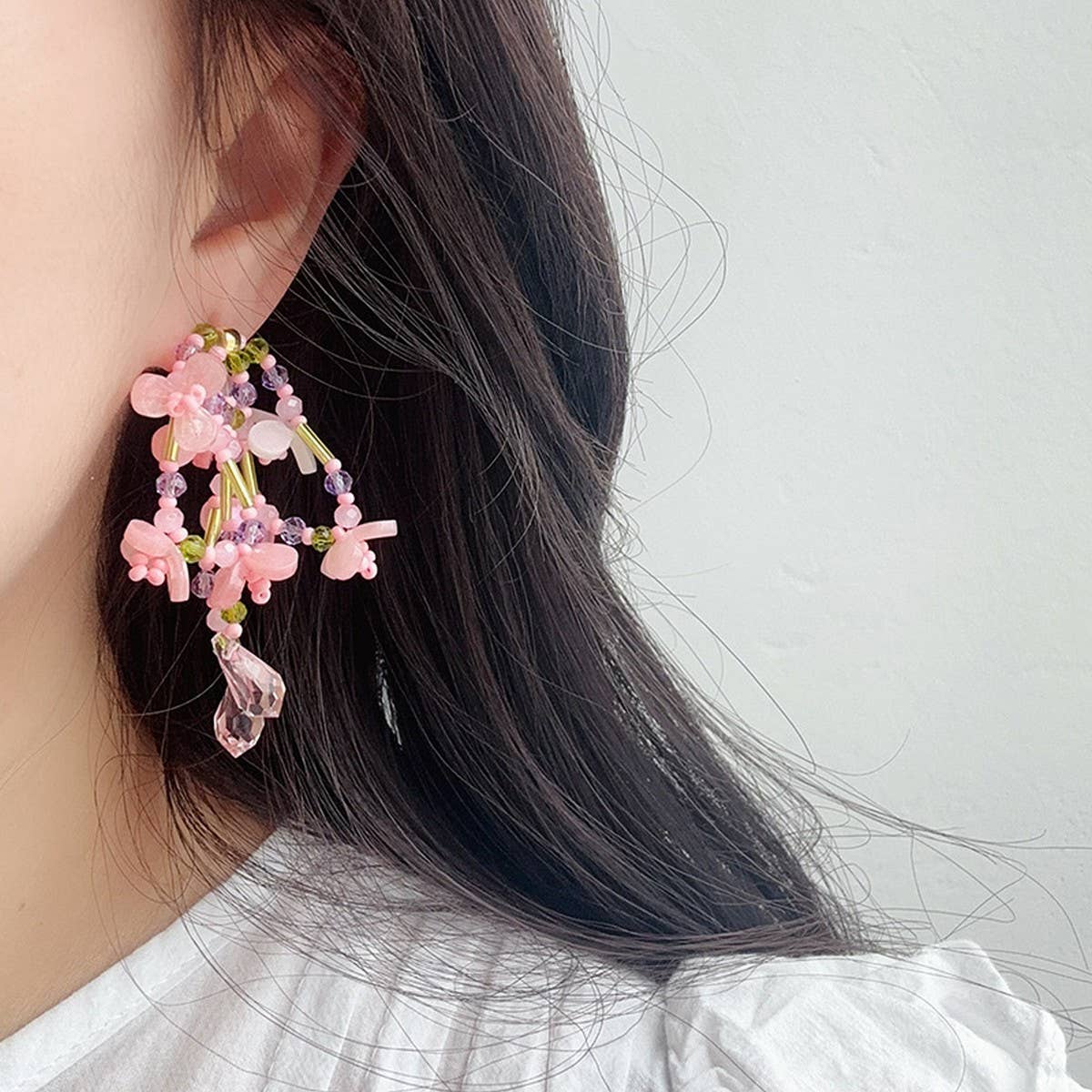 LIVELY AND PURE WATER DROP TASSEL EARRINGS