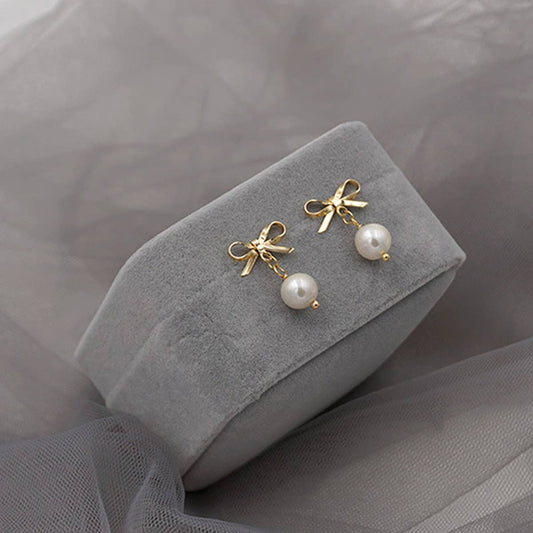 FASHIONABLE AND VERSATILE BOW PEARL EARRINGS_CWAJE1681