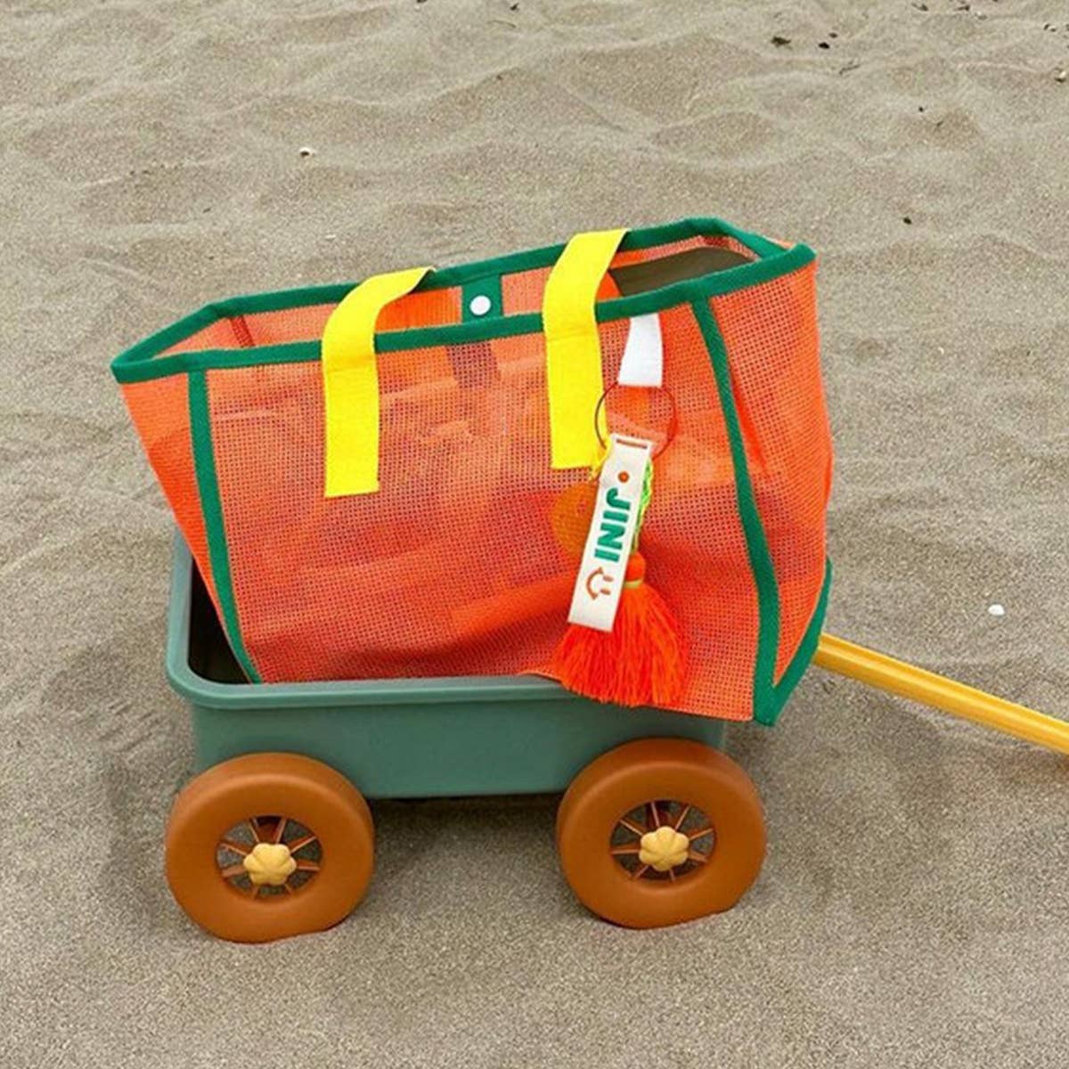 MESH CONTRAST COLOR BEACH TRAVEL STORAGE BAG_CWAB1916