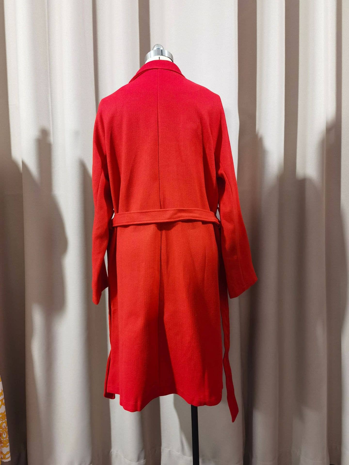 Thickened lapel tie double-breasted longer coat