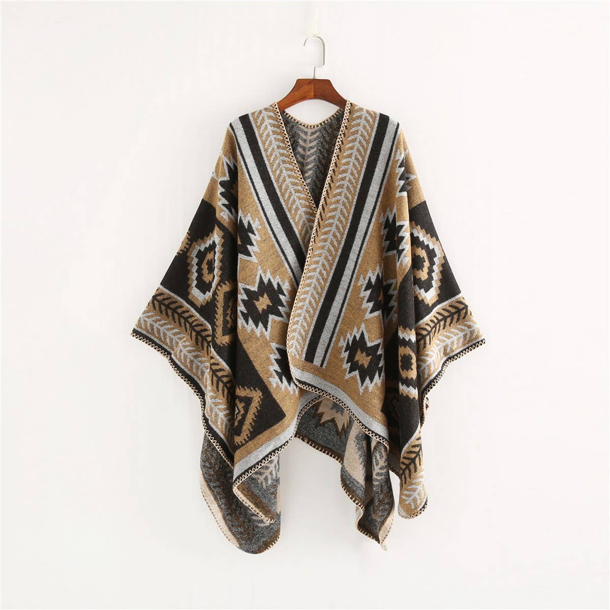 CROSS DIAMOND GEOMETRIC PATTERN CASHMERE SHAWL