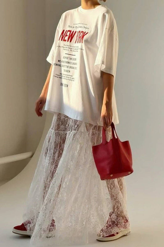 CWBLS139_JACQUARD SEE-THROUGH HIGH-WAIST LACE SKIRT