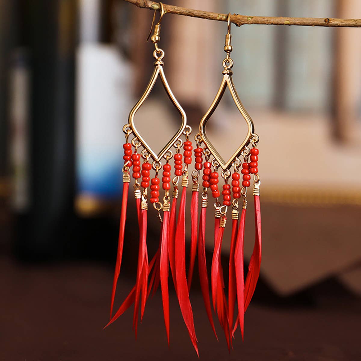 BOHO VINTAGE TASSEL FEATHER EARRINGS_CWAJE0805