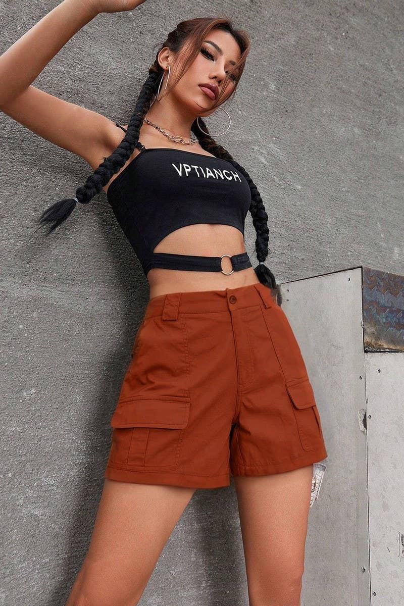 CWBSP0582_HIGH WAIST LOOSE FIT WIDE LEG FLATTERING SHORTS