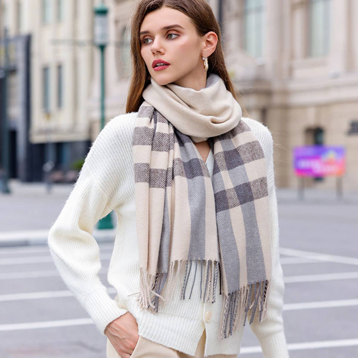 Colorblock Plaid Scarf - Chic Winter Couple Shawl