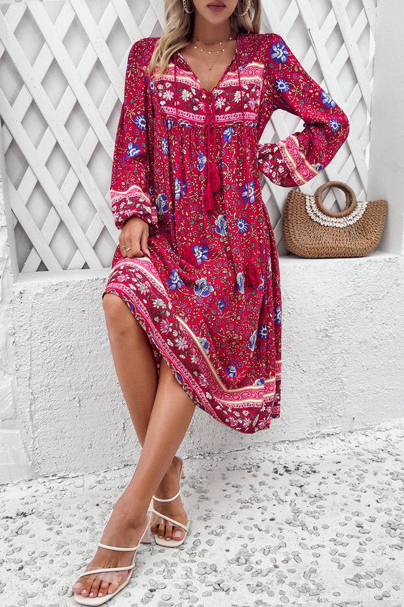CWDMD4633_SPRING AND SUMMER LEISURE RESORT PRINT DRESS