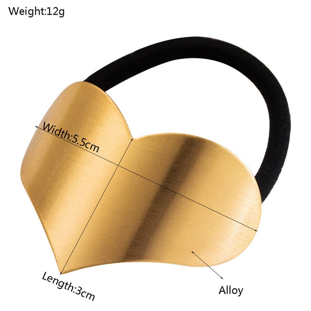Glossy Metal Heart Geometric Elastic Hair Tie