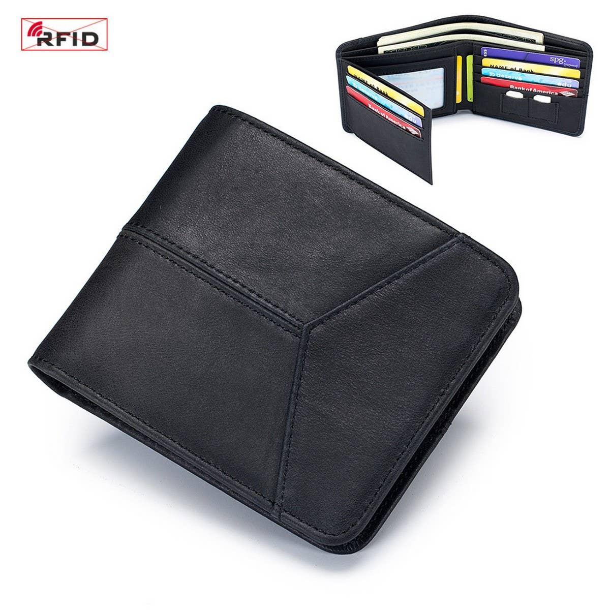 ANTI-THEFT BRUSHED COWHIDE SHORT LEATHER WALLET_CWAB3788
