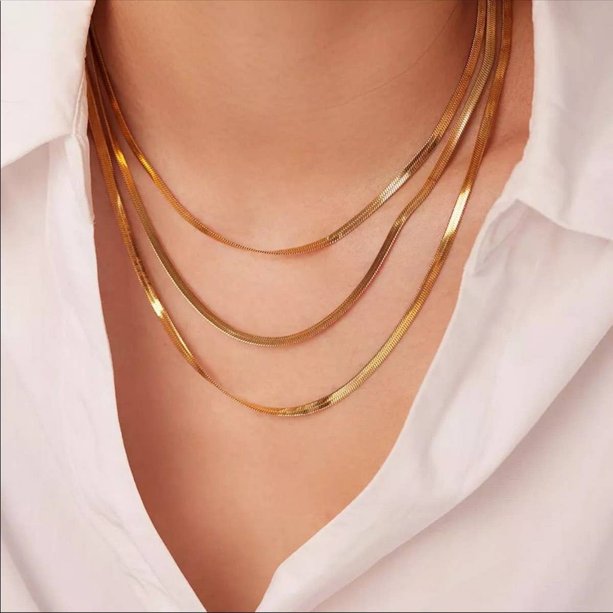 SNAKE CHAIN COMBINATION MULTI-LAYERED NECKLACE_CWMM3621