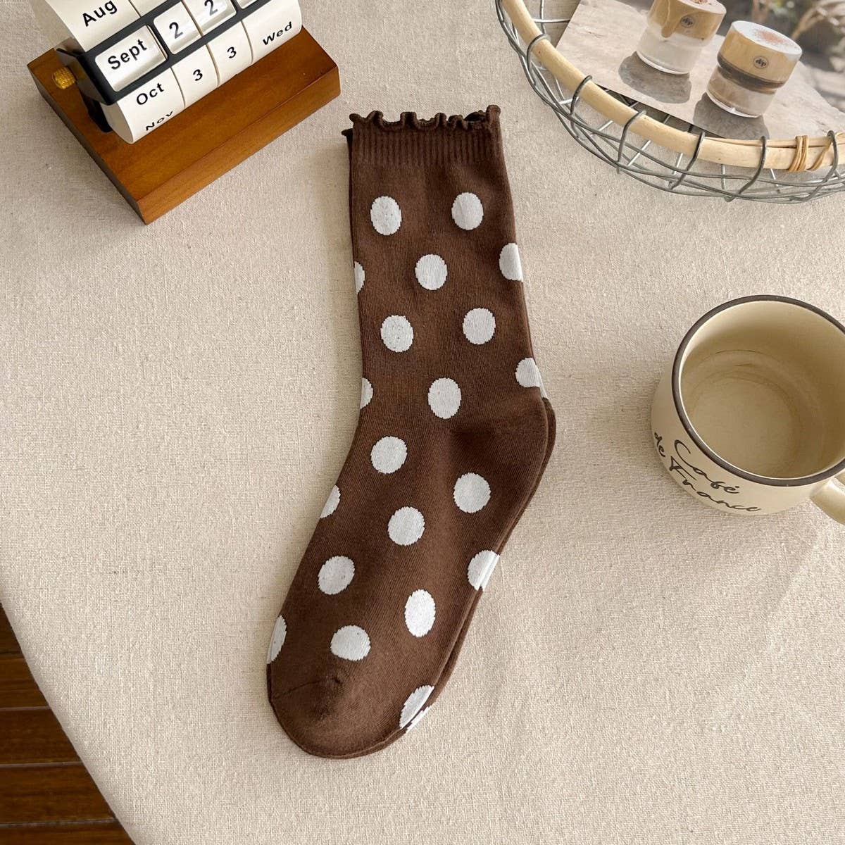 NEW COTTON CUTE LACE POLKA DOT MID-TUBE SOCKS