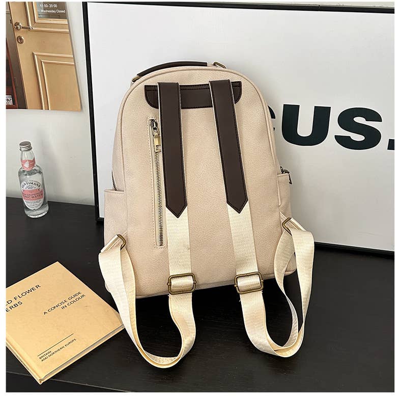 Retro large-capacity leather commuter backpack