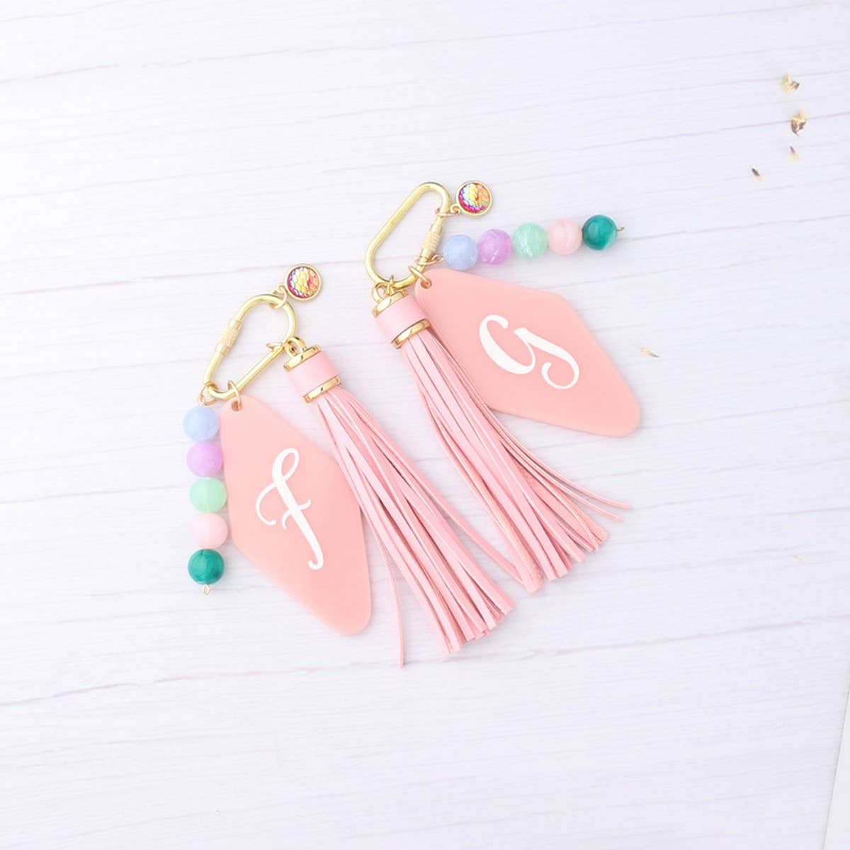 Geometric Acrylic Letter Bag Charm Keychain