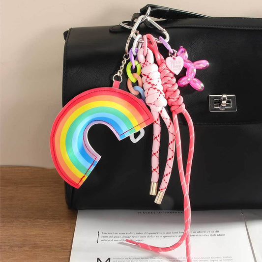 Leather Rainbow Pendant ? Bold Bag & Key Charm