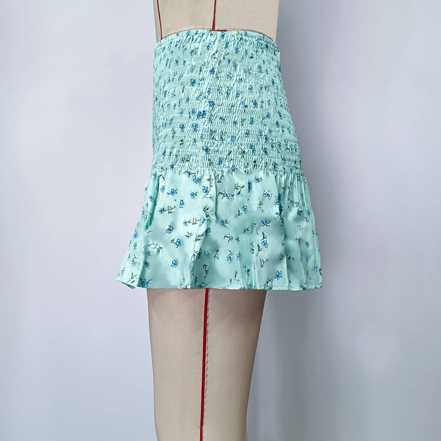 FLORAL SLIM-FIT PEPLUM SHORT HIGH-WAISTED SKIRT