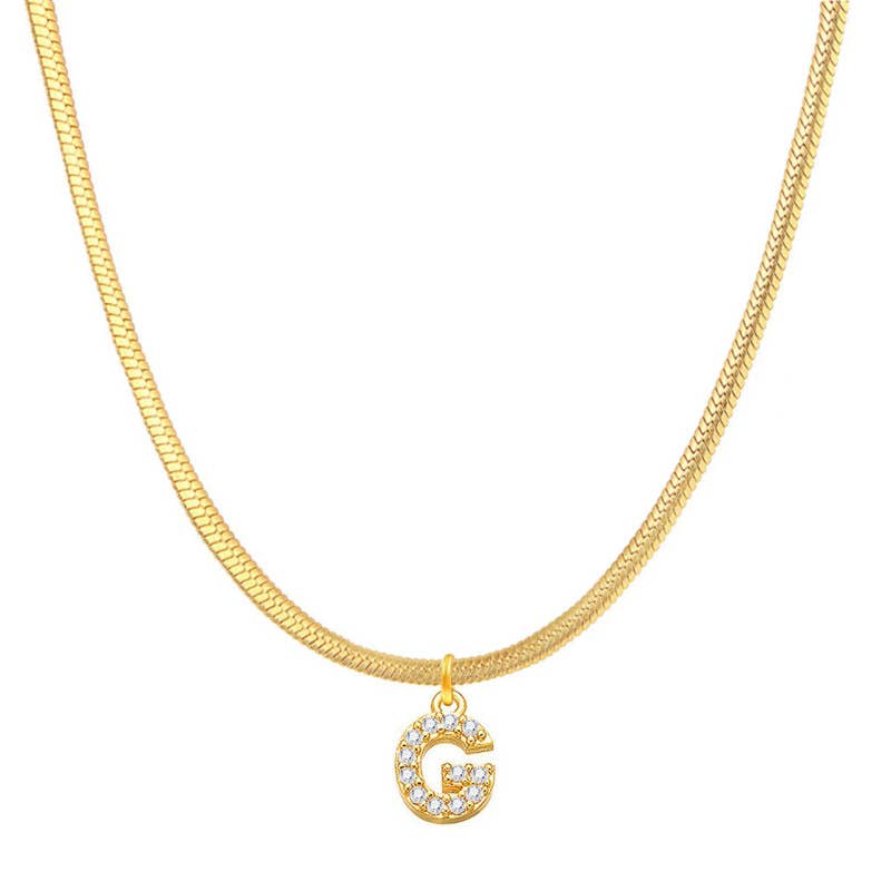 Titanium steel snake bone lock zircon pendant