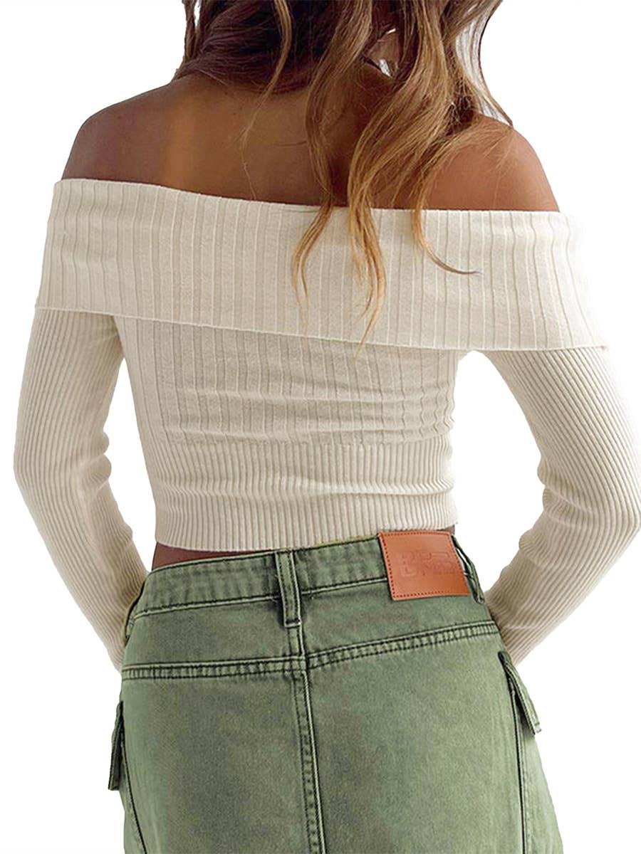 SEXY HOTTIE LINE NECK LONG SLEEVE SWEATER