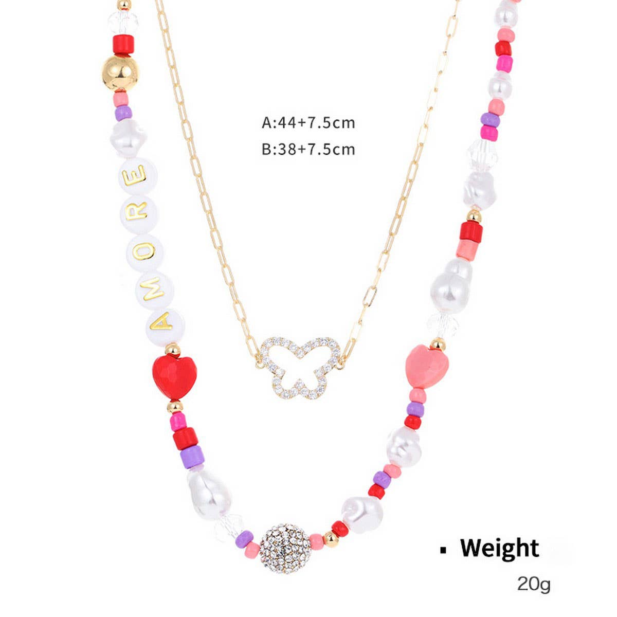 HEART-SHAPED ZIRCONIUM INLAID MULTI-ROW NECKLACE