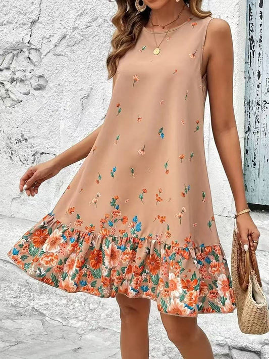 Loose and versatile short-sleeved short dress