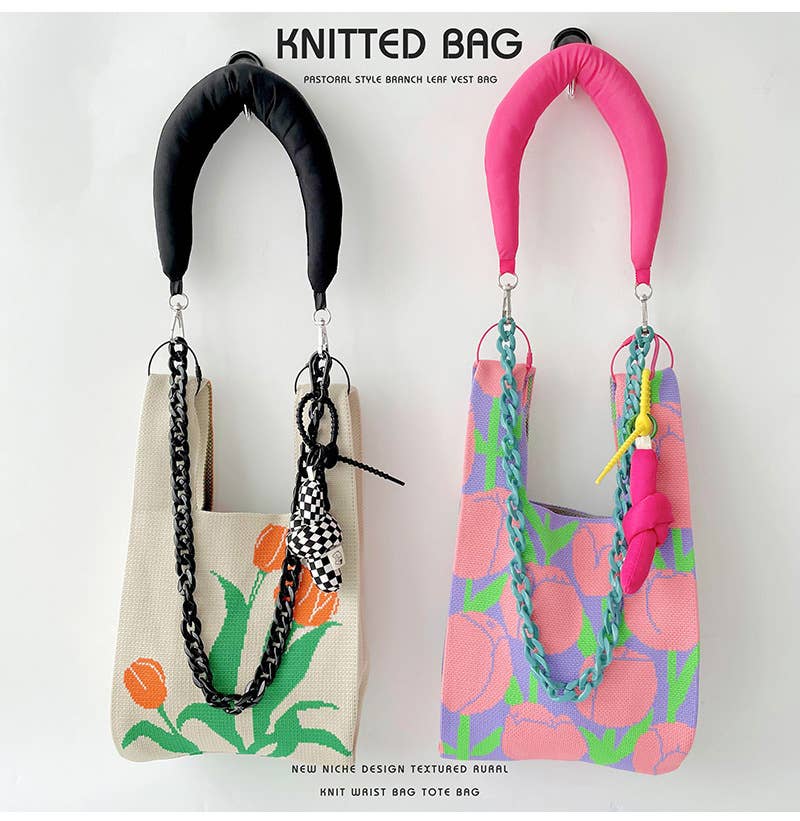 Flower series versatile knitted bag