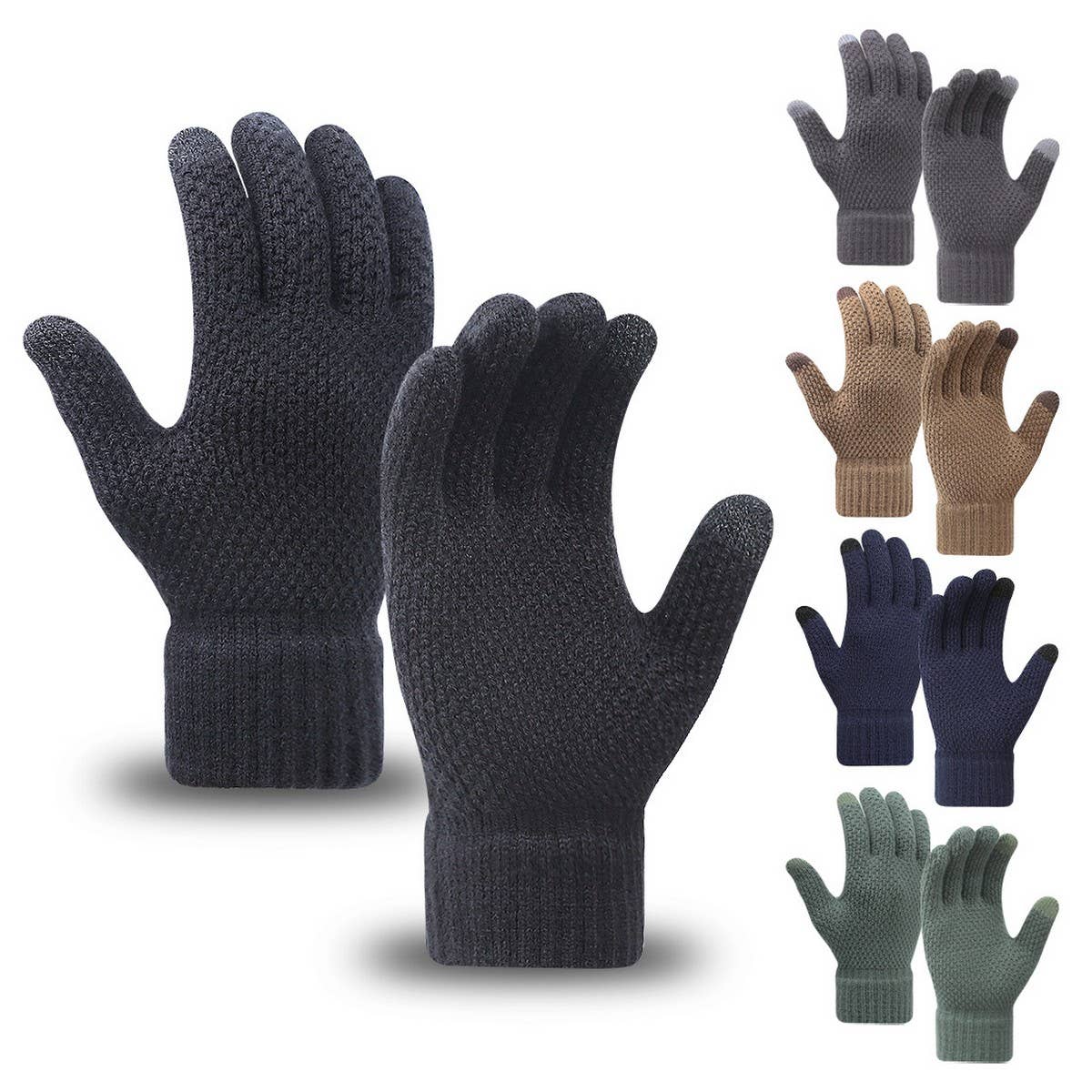 Men Women Knit Gloves ? Warm Thick Touch Tips_CWAG0224