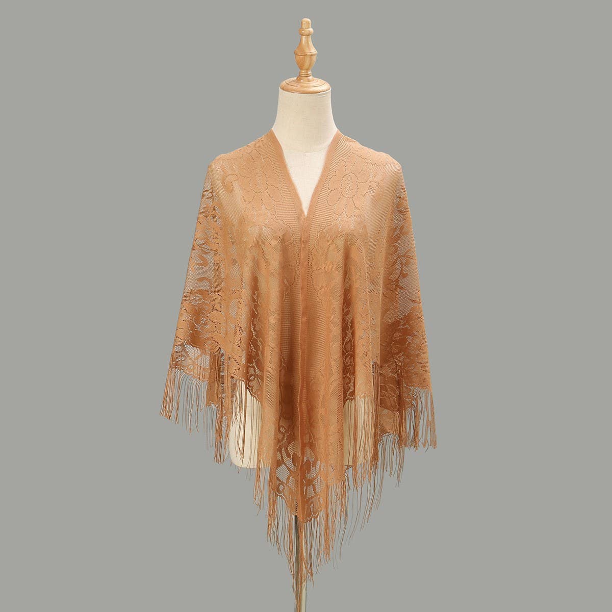Hollow Out Tassel Shawl - Elegant Triangle Wrap