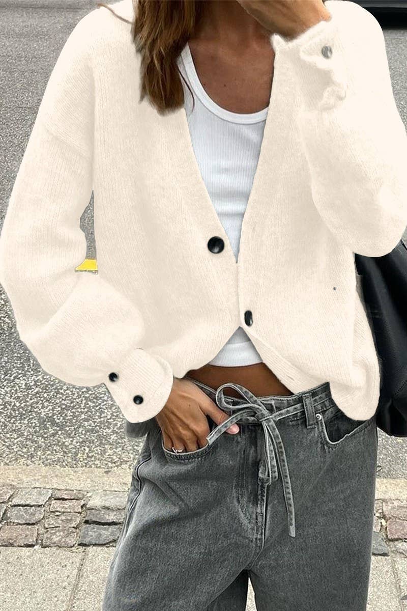 CWOCAL00769_SOLID COLOR LONG-SLEEVED KNITTED CARDIGAN