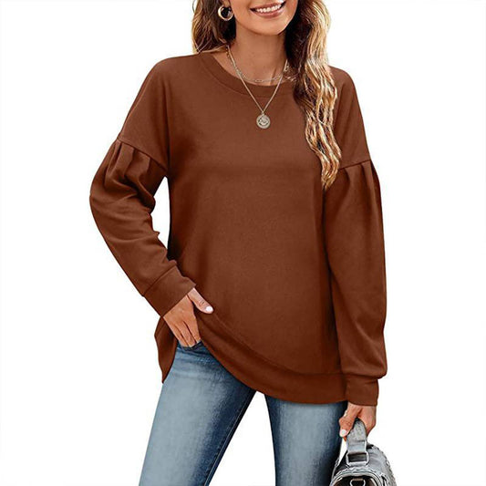 HOODIE CREW-NECK SPLICED LONG-SLEEVED TOP