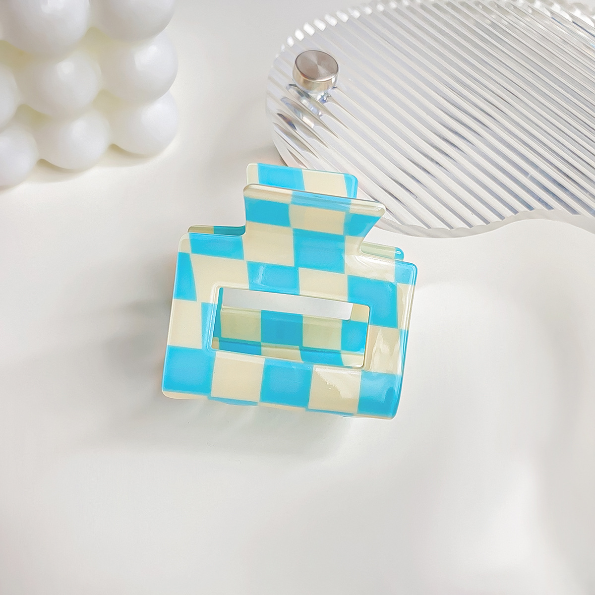 Checkerboard Hair Claw ??Candy Color Acetate Look_CWAHA0395