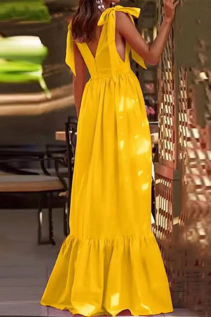 CWDMD5400_DEEP V BACKLESS TIE STRAP BODYCON DRESS