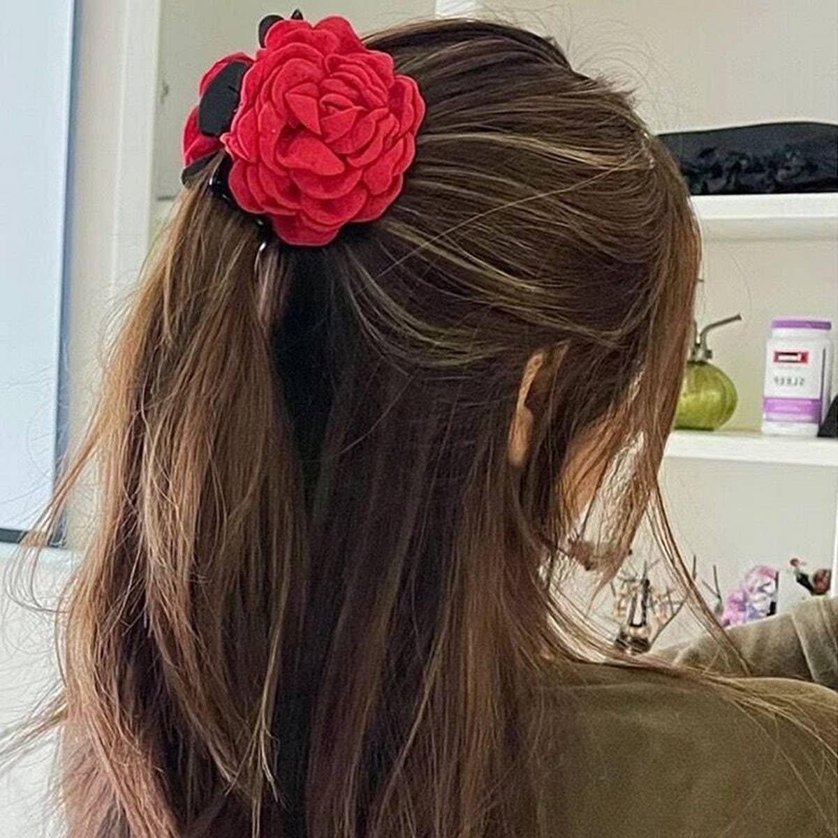 RETRO TEMPERAMENT ROSE FLOWER CLIP FOR WOMEN