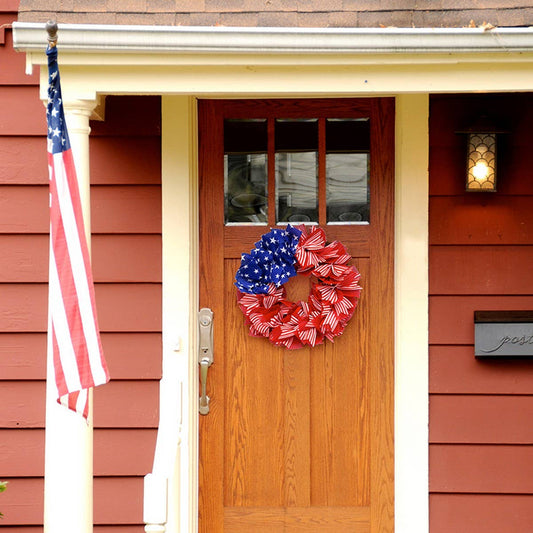 USA Flag Star Ribbon Wreath for July 4th Decor_CWAJE05386