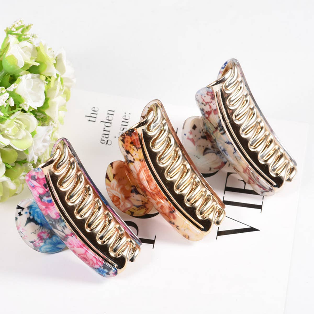 Large Acrylic Flower Hair Claw Ponytail Clip_CWAHA0990