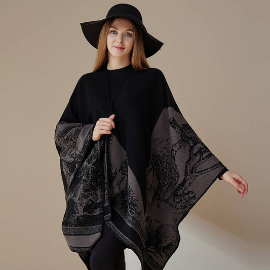 CAPE DARK DOUBLE-SIDED WARM OUTER WEAR THICK SHAWL_CWASC2116