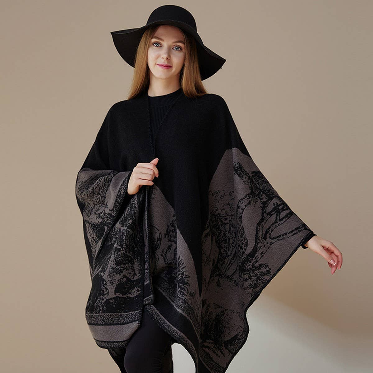 CAPE DARK DOUBLE-SIDED WARM OUTER WEAR THICK SHAWL_CWASC2121