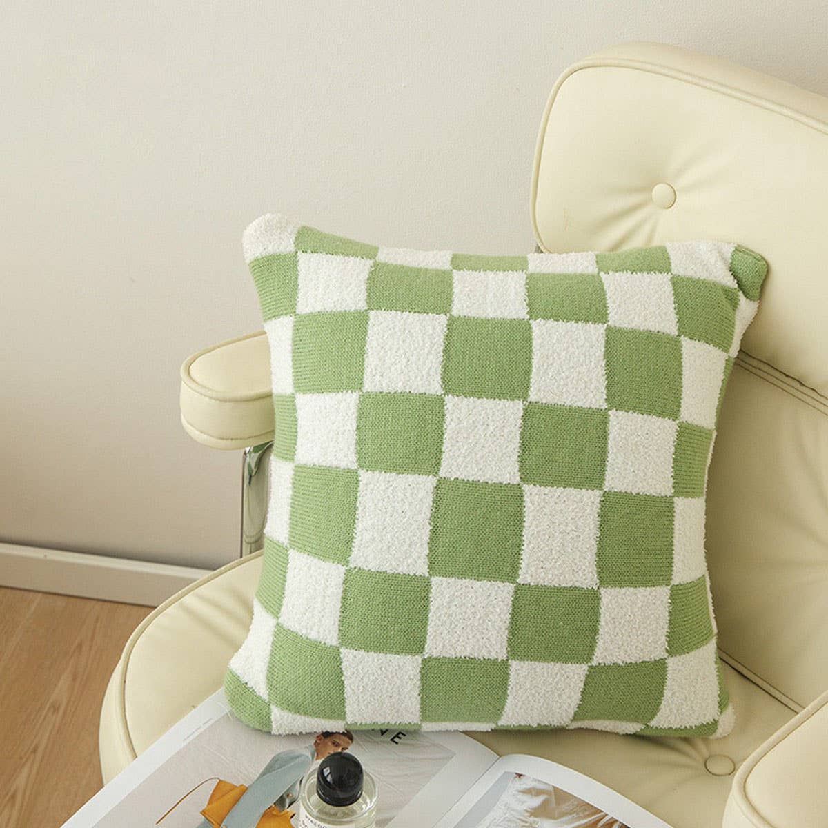PLAID SIMPLE STYLE KNITTED PILLOW CAR CUSHION_CWMM2375