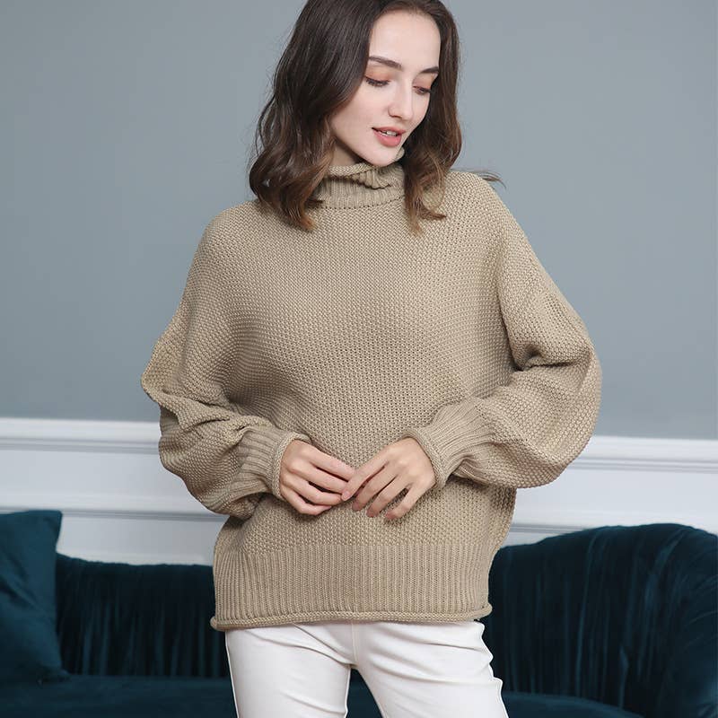 STYLISH CASUAL TURTLENECK SWEATER IN SOLID COLOR