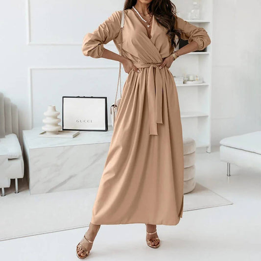 TEMPERAMENT WAIST SLIM SKIRT LONG SLEEVE DRESS