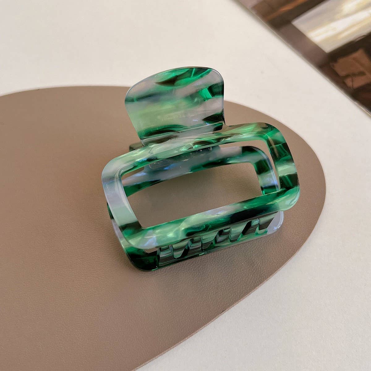 Tortoise Shell Square Hair Claw, Hollow Chic Clip