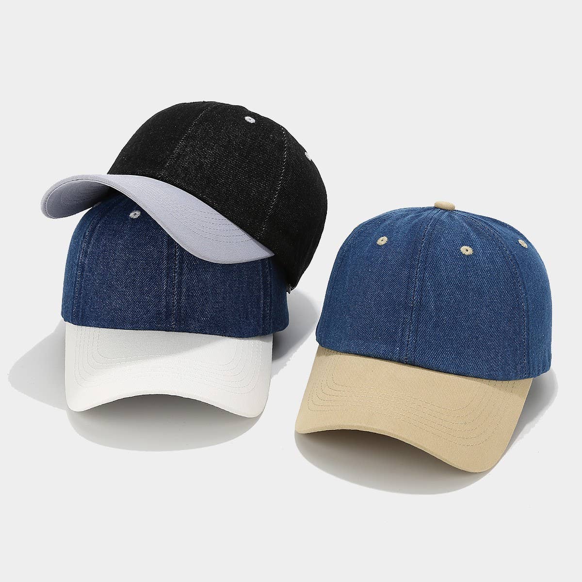 Trendy Soft Brim Baseball Cap - Denim Patchwork Hat CWAH2025
