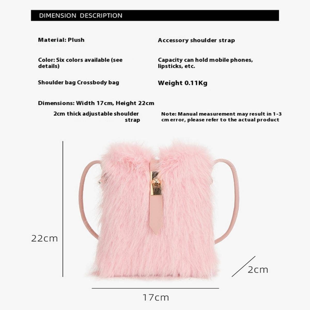 Faux Fur Plush Phone Bag Crossbody Shoulder_YMC51-023A