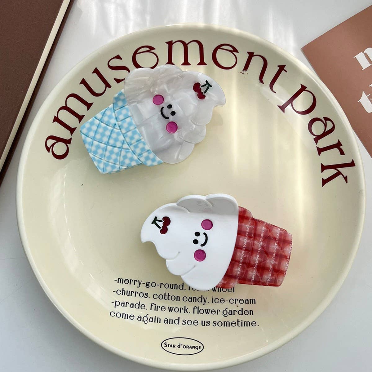 Ice Cream Cone Acetate Hair Claw Clip