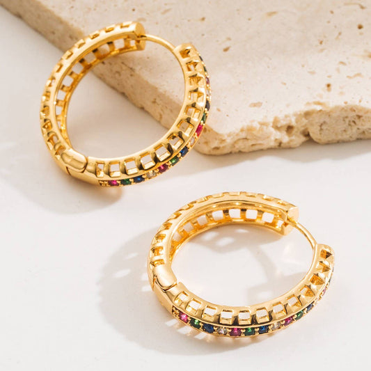 Sparkling Hoop Earrings Gold-Tone Luxury Style_CWMM8533
