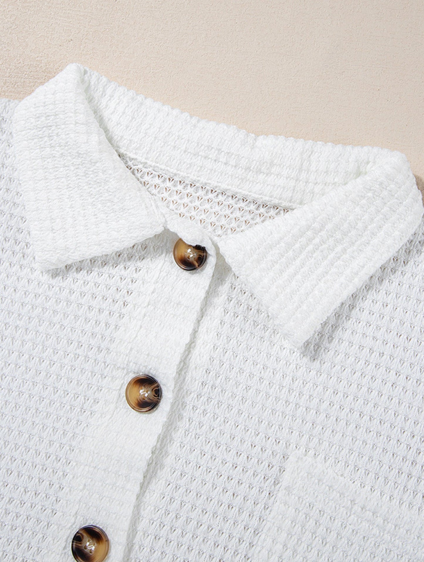 Pure color turn-over collar knitted sweater