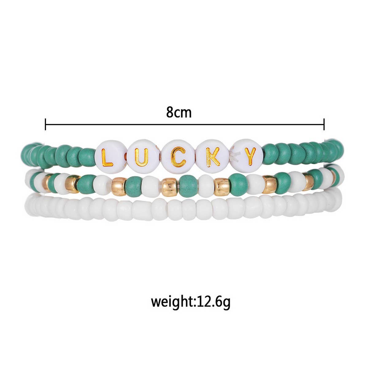 ST. PATRICK'S DAY RICE BEAD ALPHABET BRACELET SET_CWMM3506